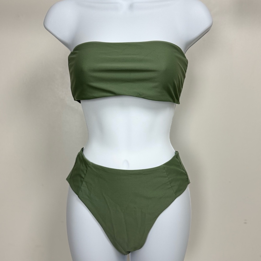 Zaful Forest Green Bandeau Bikini Set